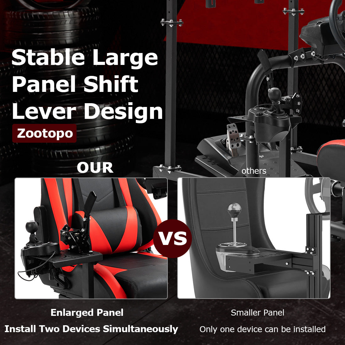 Zootopo Racing Cockpit with TV Stand & Red Seat Fit for Logitech, Thrustmaster,G27,G920,T500,Wheel Shifter Pedals Not Included