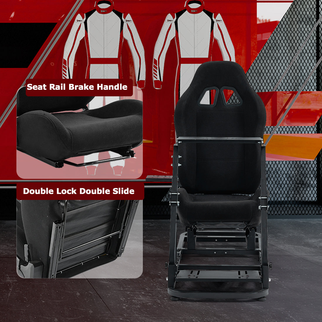Zootopo Racing Simulator Cockpit with Black Seat Fit for Logitech G923/G29/G920, Thrustmaster, Fanatec,  Unlimited Adjustment,Not Included Shifter,Wheel,Pedals