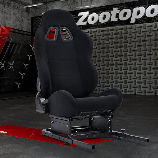 Zootopo Racing Simulator Cockpit with Black Seat, for Steering Wheel Stands, Double Locking Slides Cloth Breathable Gaming Seat,Add-On Stand