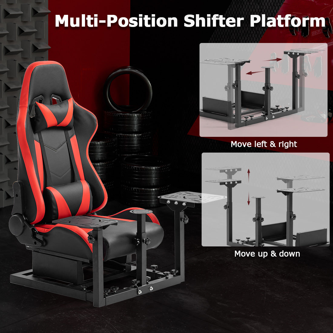 Zootopo Flight Simulator Cockpit with Red Seat Fit for Logitech X52 PRO,X56, Thrustmaster T16000M,HotasWarthing Flight Stick,Unlimited Adjustment,Not Include Steering Wheel,Pedals,Handbrake and Joystick