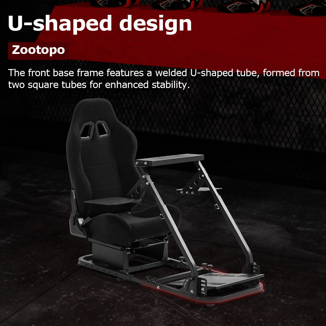 Zootopo Flight Simulator Cockpit with Black Seat Fit for Fanatec/Moza/Logitech X52 PRO/THRUSTMASTER A10,T.16000M FCS Adjustable Versatile,No Joystick,Handbrake,Shifter,Pedals,Steering Wheel,TV Mount