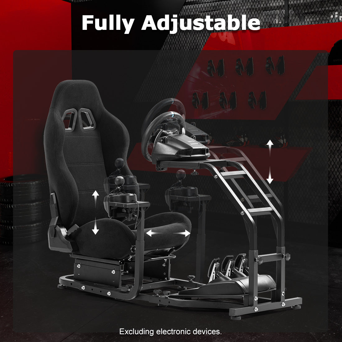 Zootopo Adjustable Racing Sim Cockpit with Red Seat Unobstructed Design for Both Legs Fit for Logitech/Thrustmaster G29 G923 G25 T80 T150 Racing Wheel Cockpit Not Include Steering Wheel,Pedals,Handbrake