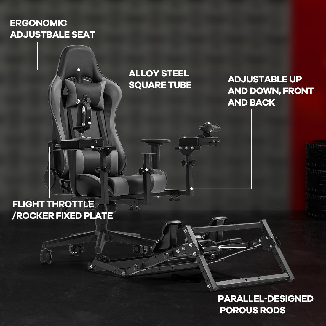 Zootopo Adjustable Flight Racing Simulator Cockpit with Seat Pedal Frame Fit for Thrustmaster Hotas Warthog/Logitech G29 G920,Simple Storage Multi-Function Home Office Use,No Joystick,Shifter,Pedal