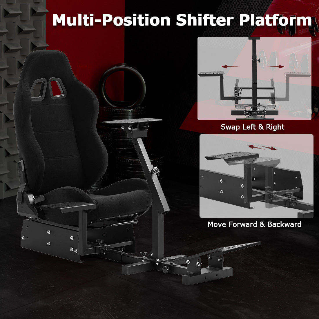 Zootopo Racing Simulator Cockpit with BlackSeat Multi-level Adjustment Fit for Logitech/Thrustmaster/Fanatec G29,G920,G923&T300RS&CSL-DD One-Piece Cockpit,Wheel,Handbrake and Pedals Not Included