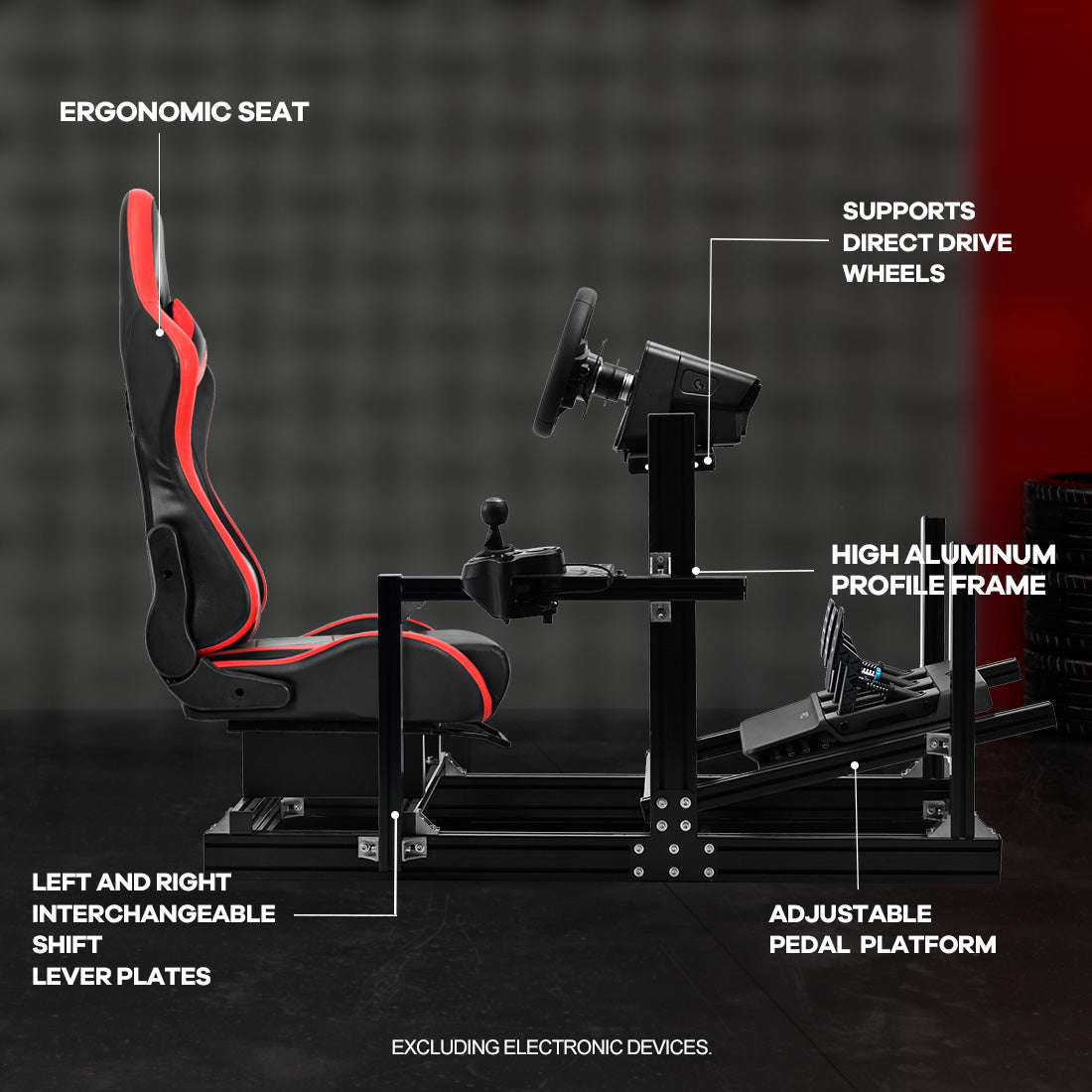Zootopo 8040 Aluminum Profile Racing Sim Cockpit with Red Seat Fit Logitech G923 G920, Adjuatable Driving Simulator Cockpit Not Include Steering Wheel,Pedals,Handbrake