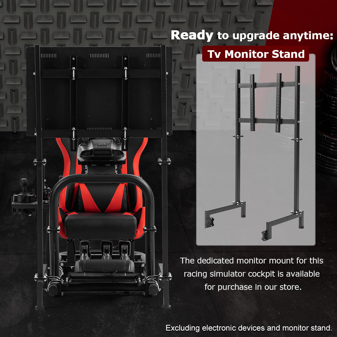 Zootopo G920 Racing Simulator Cockpit with Red Seat Frame Large Round Tube Stable and Adjustable Racing Wheel Stand Fit for Logitech G25 G27 G29 G920 Thrustmaster T80 T150 Wheel, Pedals and Shifter Not Include
