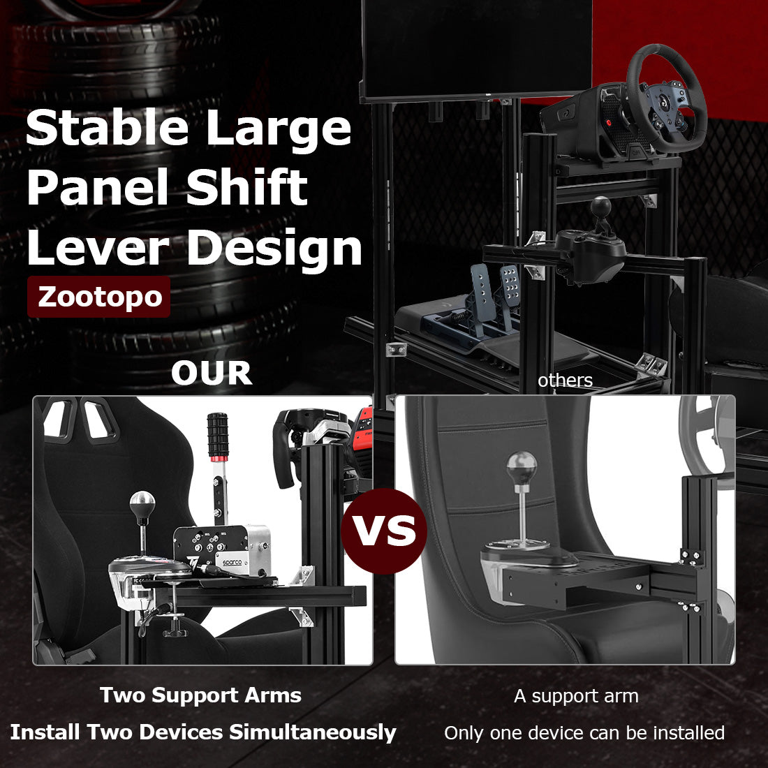 Zootopo 8040 Aluminum Profile Racing Sim Cockpit with Monitor Stand Fit Logitech G923 G920, Adjuatable Gaming Simulator Cockpit Not Include Steering Wheel,Pedals,Handbrake