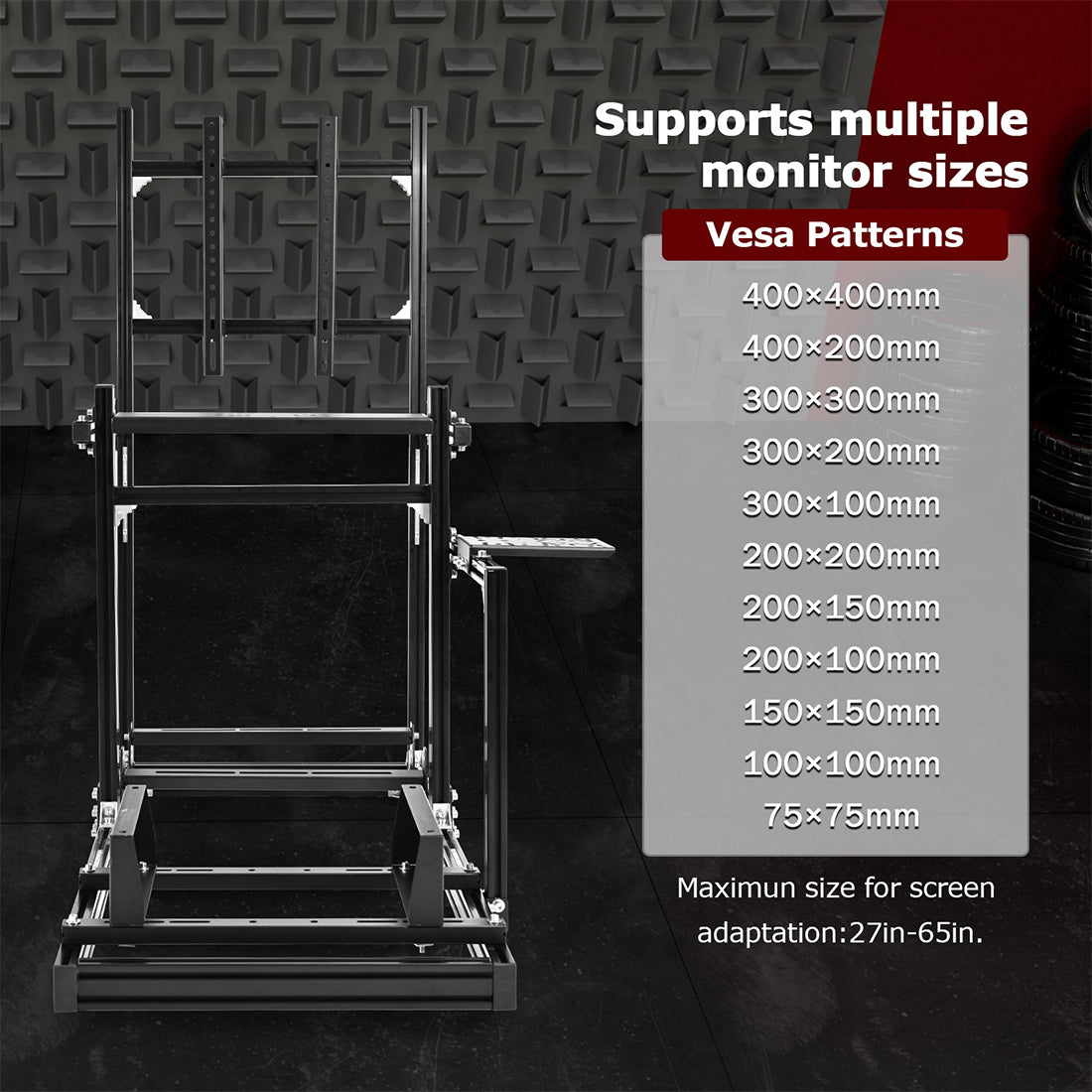 Zootopo Racing Simulator Cockpit with Monitor Mount, crafted from 3060 Aluminum Profile, Fit for Thrustmaster/Fanatec/Logitech G29 GPro, Unlimited Adjustment,Not Include Steering Wheel,Pedals,Handbrake