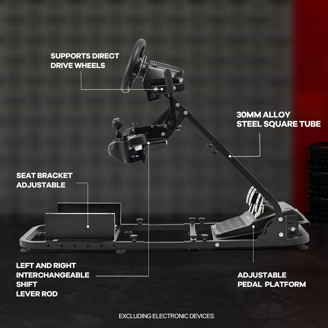 Zootopo Flight Racing Simulator Stand Fit for Fanatec/Moza/Logitech X52 PRO/Thrustmaster A10,T.16000M FCS Adjustable Versatile,No Joystick,Handbrake,Shifter,Pedals,Steering Wheel,TV Mount,Seat