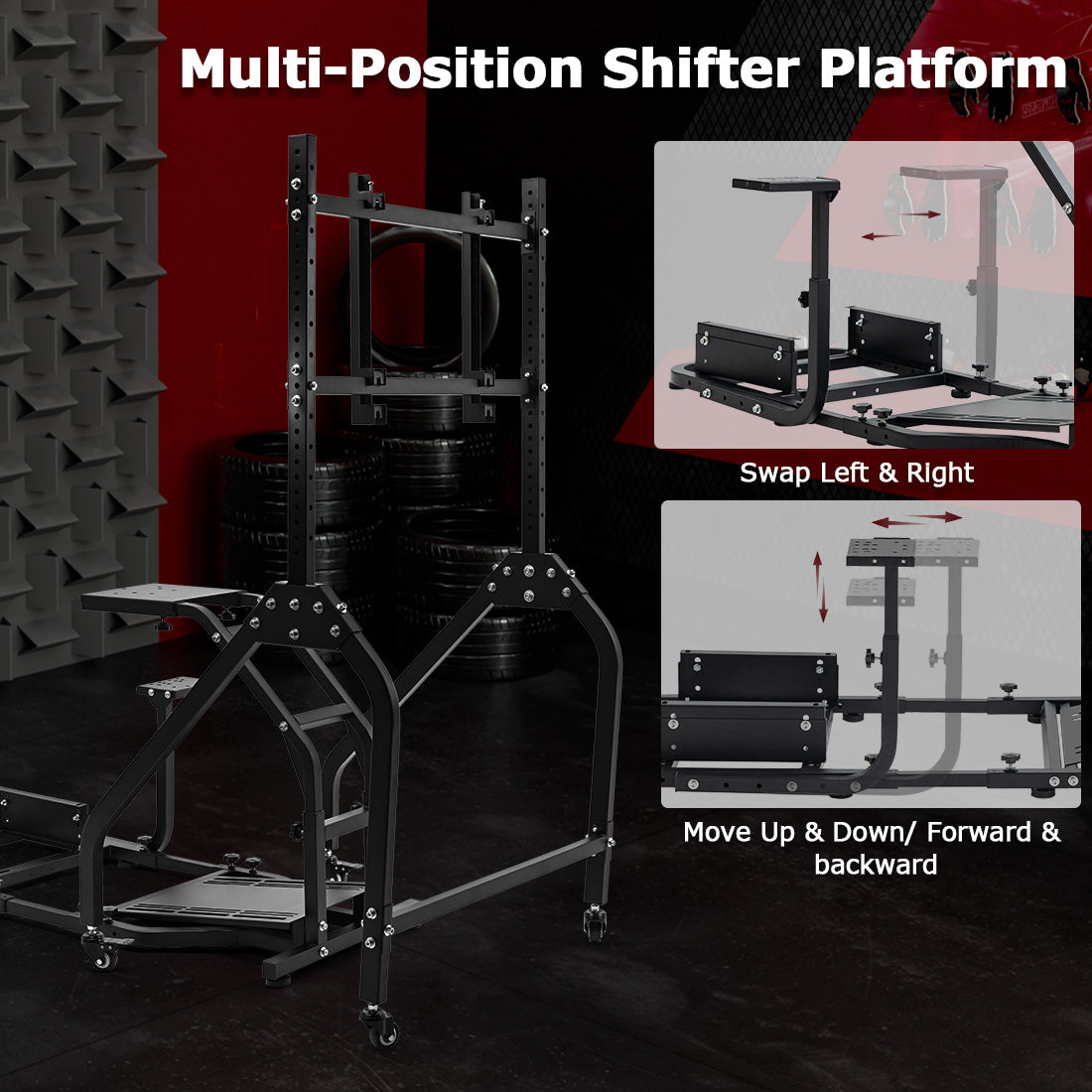 Zootopo Adjustable Racing Sim Cockpit with Monitor Stand Unobstructed Design for Both Legs Fit for Logitech/Thrustmaster G29 G923 G25 T80 T150 Racing Wheel Cockpit Not Include Steering Wheel,Pedals,Handbrake
