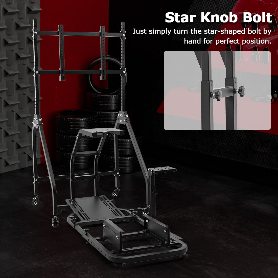 Zootopo Adjustable Racing Sim Cockpit with Monitor Stand Unobstructed Design for Both Legs Fit for Logitech/Thrustmaster G29 G923 G25 T80 T150 Racing Wheel Cockpit Not Include Steering Wheel,Pedals,Handbrake