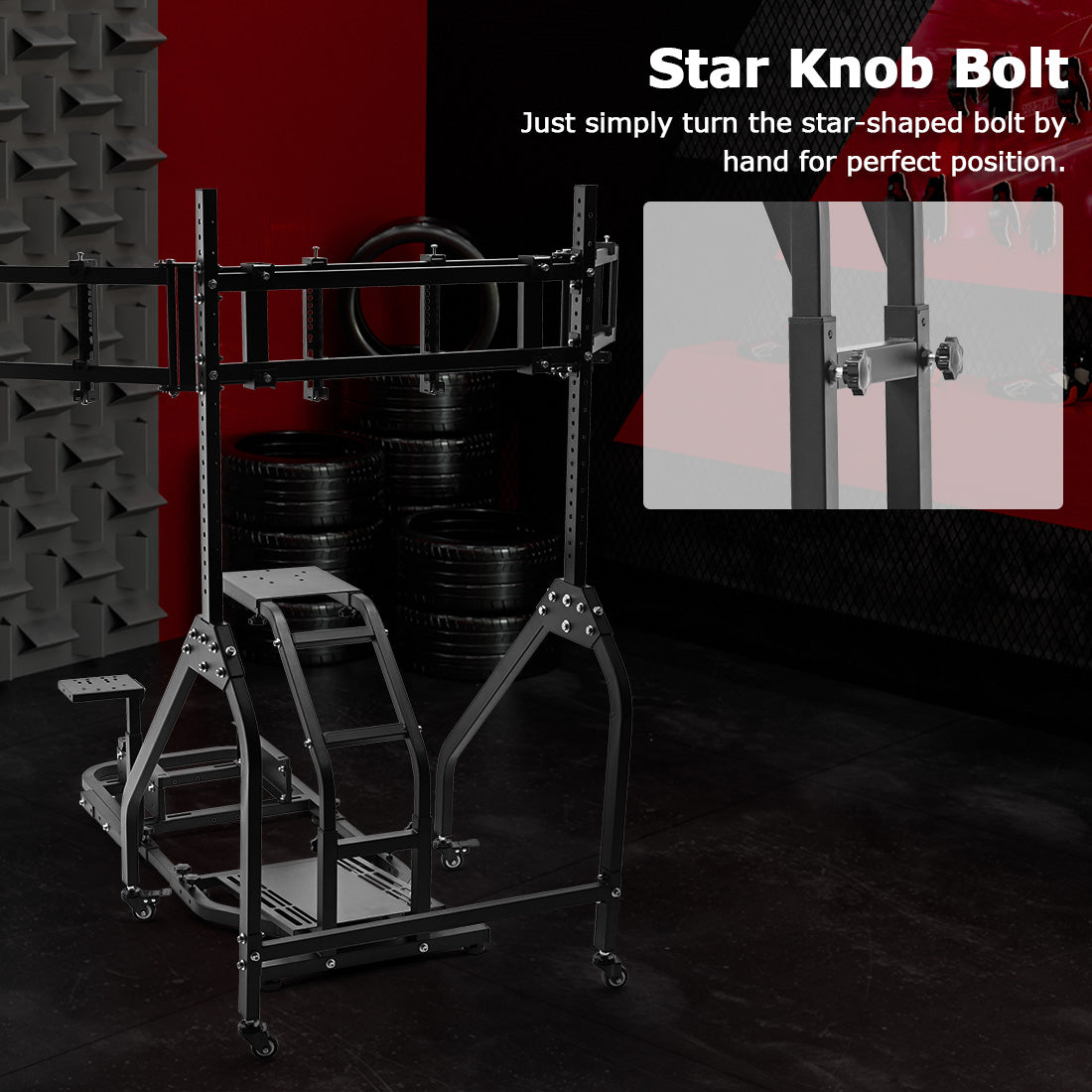 Zootopo Adjustable Racing Sim Cockpit with Triple Monitor Stand Unobstructed Design for Both Legs Fit for Logitech/Thrustmaster G29 G923 G25 T80 T150 Racing Wheel Cockpit Not Include Steering Wheel,Pedals,Handbrake