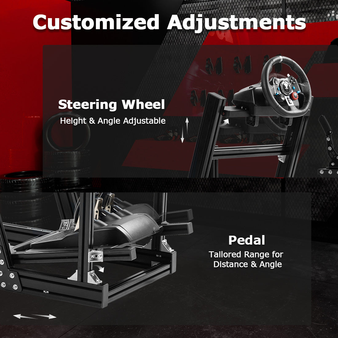 Zootopo 8040 Aluminum Profile Racing Simulator Cockpit with Monitor Frame Fit for Logitech/Thrustmaster/Fanatec G25 G27 G29 G923 T80,F1 Trunk,No Seat,Handbrake,Pedals,Steering Wheel