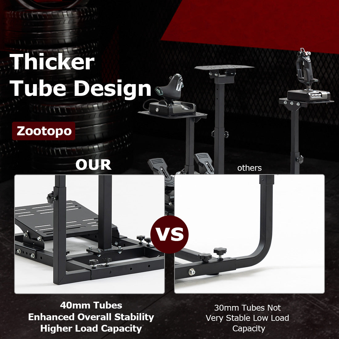 Zoopoto Flight Racing Simulator Cockpit Game Stand Fit for Thrustmaster HOTAS Warthog,TPTPR_Rudder,Logitech G29 G920 G923, Unlimited Adjustment,Suitable for flight and racing simulations,Not Included Wheels,Pedals,Throttle,Joystick