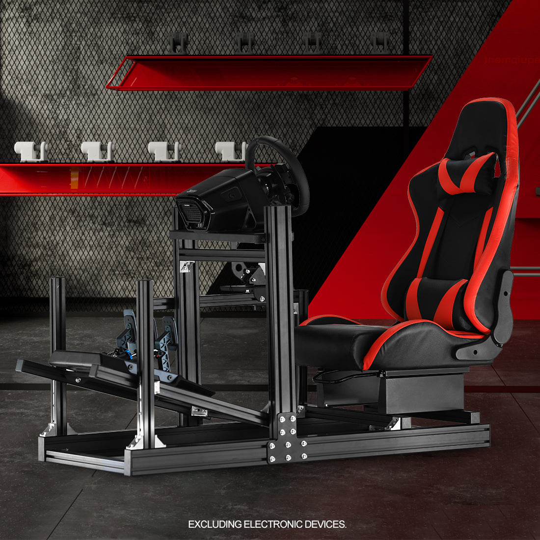 Zootopo 8040 Aluminum Profile Racing Sim Cockpit with Red Seat Fit Logitech G923 G920, Adjuatable Driving Simulator Cockpit Not Include Steering Wheel,Pedals,Handbrake
