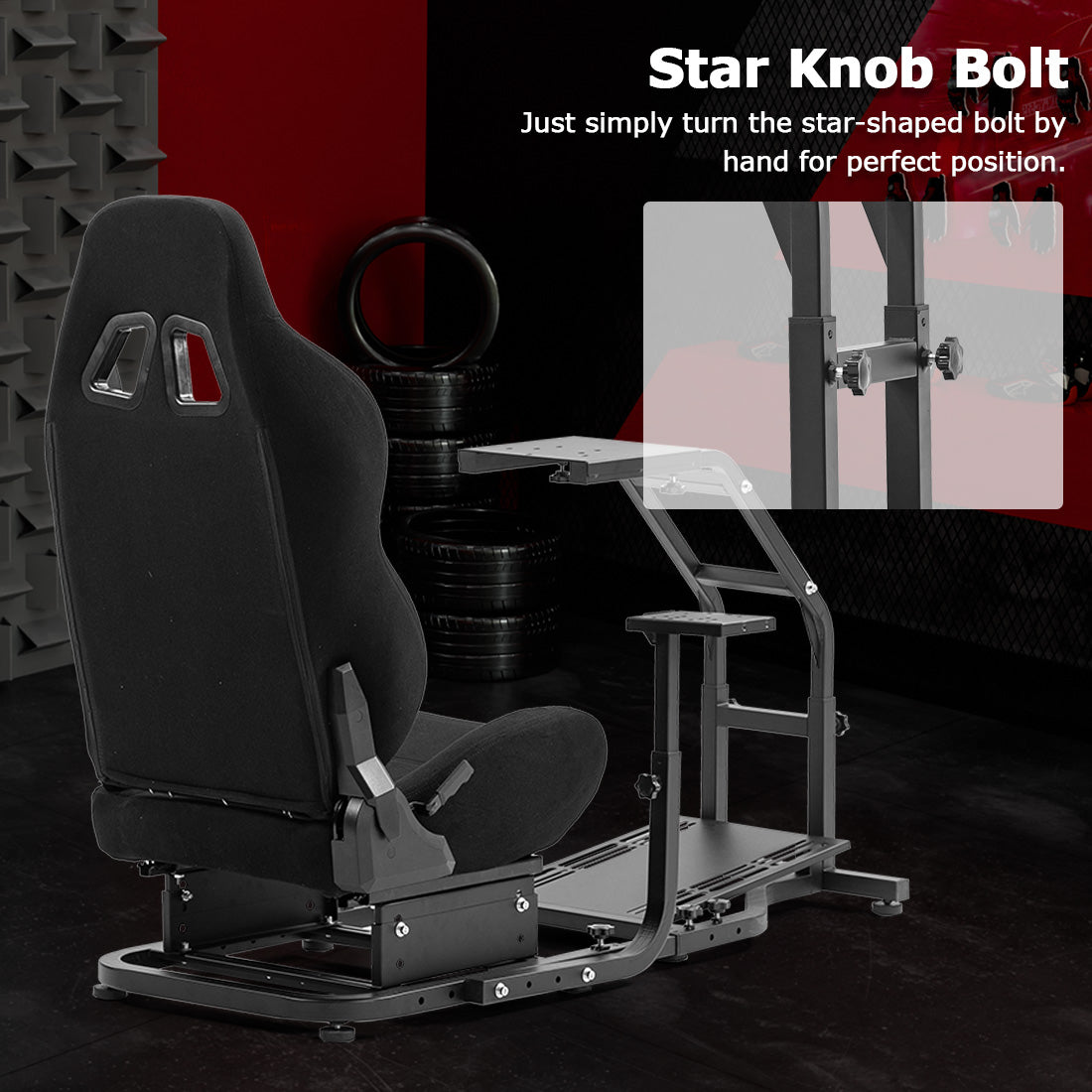 Zootopo Adjustable Racing Sim Cockpit with Red Seat Unobstructed Design for Both Legs Fit for Logitech/Thrustmaster G29 G923 G25 T80 T150 Racing Wheel Cockpit Not Include Steering Wheel,Pedals,Handbrake