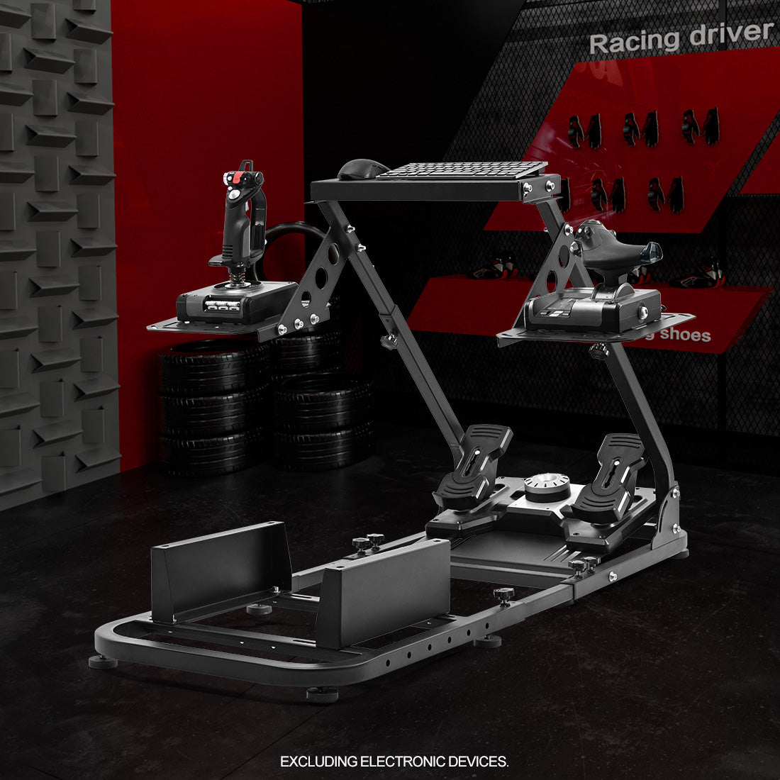 Zootopo Flight Racing Simulator Stand Fit for Fanatec/Moza/Logitech X52 PRO/Thrustmaster A10,T.16000M FCS Adjustable Versatile,No Joystick,Handbrake,Shifter,Pedals,Steering Wheel,TV Mount,Seat