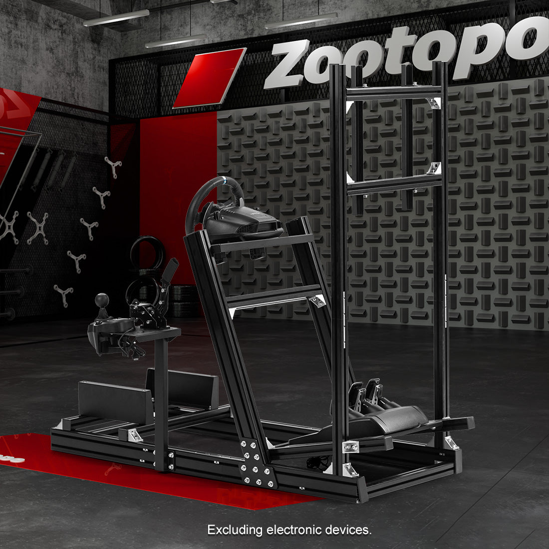 Zootopo 8040 Aluminum Profile Racing Simulator Cockpit with Monitor Frame Fit for Logitech/Thrustmaster/Fanatec G25 G27 G29 G923 T80,F1 Trunk,No Seat,Handbrake,Pedals,Steering Wheel