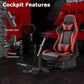 Zootopo Racing Simulator Cockpit with Red Seat Multi-level Adjustment Fit for Logitech/Thrustmaster/Fanatec G29,G920,G923&T300RS&CSL-DD One-Piece Cockpit,Wheel,Handbrake and Pedals Not Included