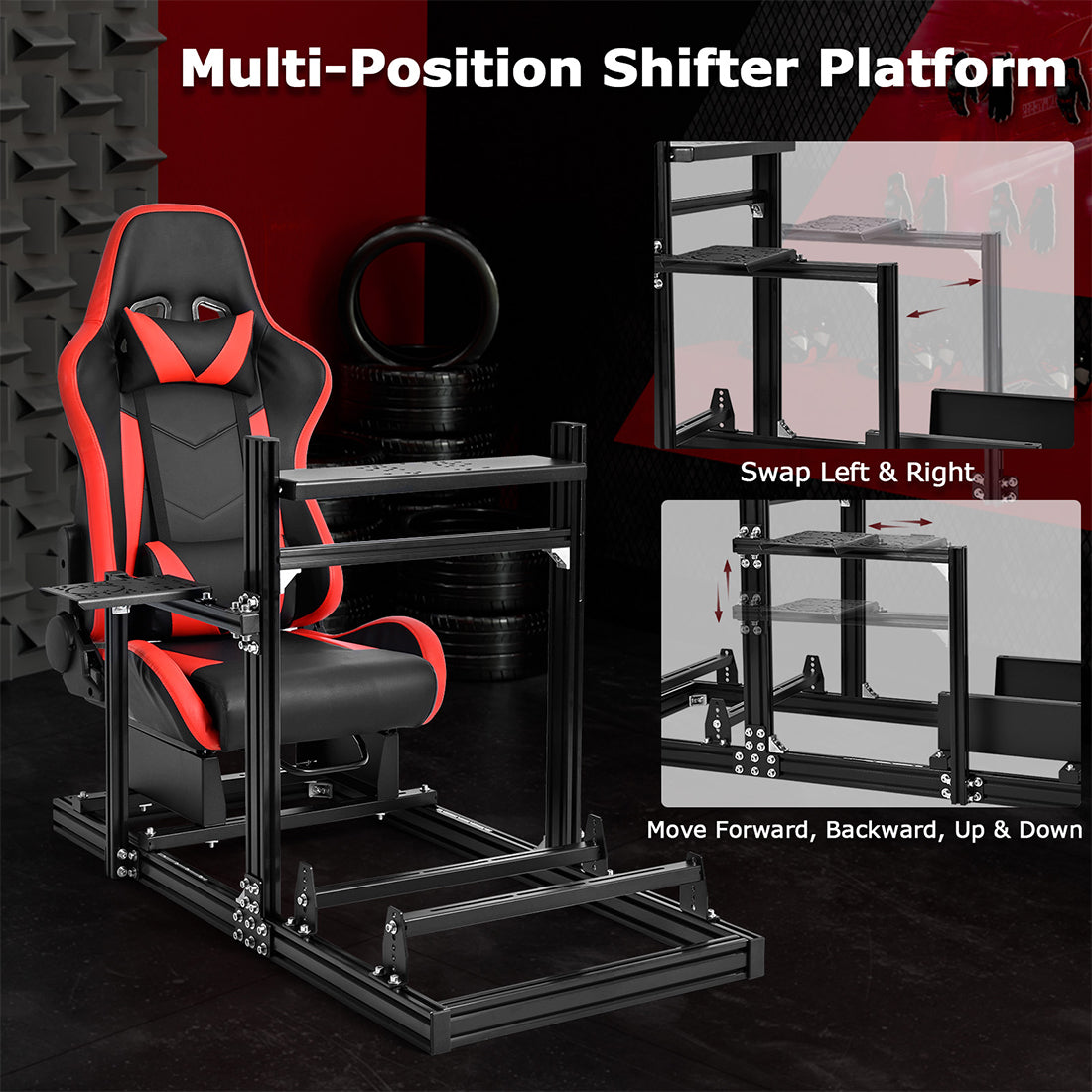 Zootopo Aluminum Profile 3060 Racing Simulator Cockpit with Seat,Fit for Thrustmaster/Fanatec/Logitech G29 ,  featuring infinite adjustability,  Not Include Steering Wheel,Pedals,Handbrake