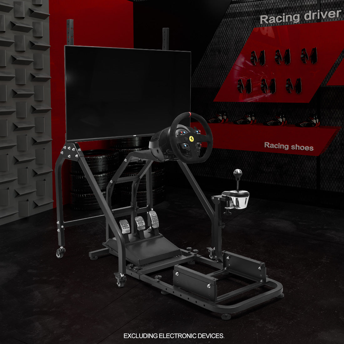 Zootopo Adjustable Racing Sim Cockpit with Monitor Stand Unobstructed Design for Both Legs Fit for Logitech/Thrustmaster G29 G923 G25 T80 T150 Racing Wheel Cockpit Not Include Steering Wheel,Pedals,Handbrake