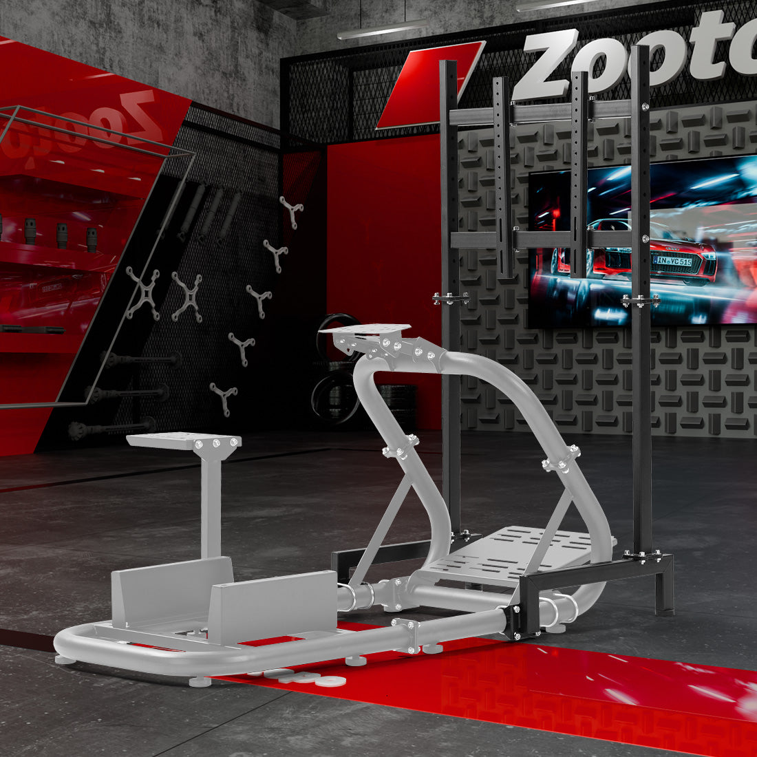 Zootopo Racing Sim Monitor Mount for Racing Simulator Cockpit Support Monitor from 24 to 60 inch,Stable Height Position,Adjustable Driving Display Stand for TV and PC Monitor,NO Steering Wheel,Shift Lever,Pedals,TV,Seat and Cockpit