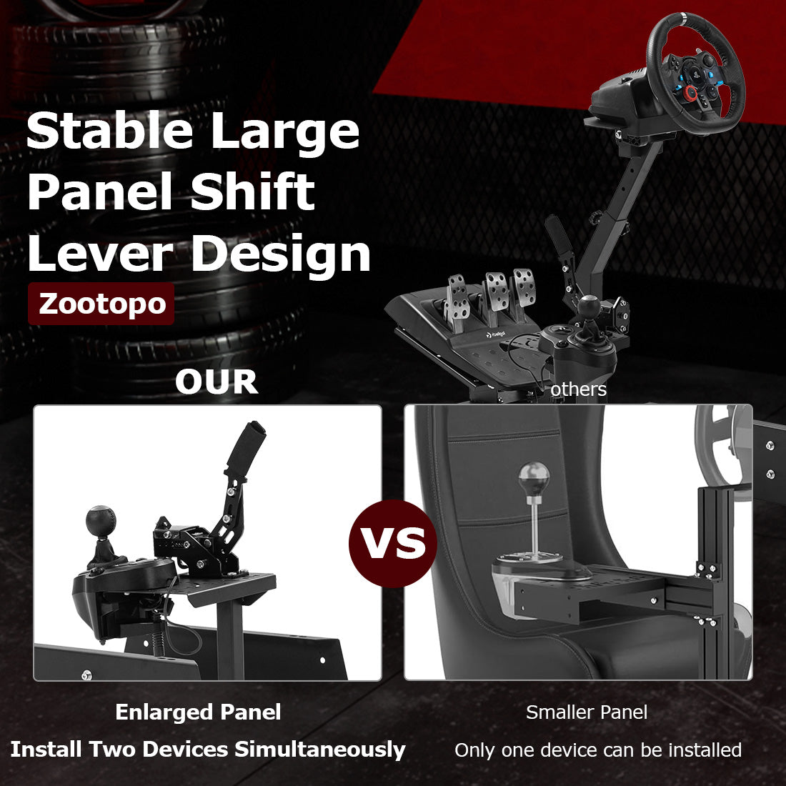 Zootopo Driving Simulator Cockpit Racing Wheel Mount, Compatible with Logitech G25/G27/G29/G920, Featuring Adjustable-height Gaming Frame with Shifter Bracket,Does Not Include Steering Wheel, Pedals, or Handbrake