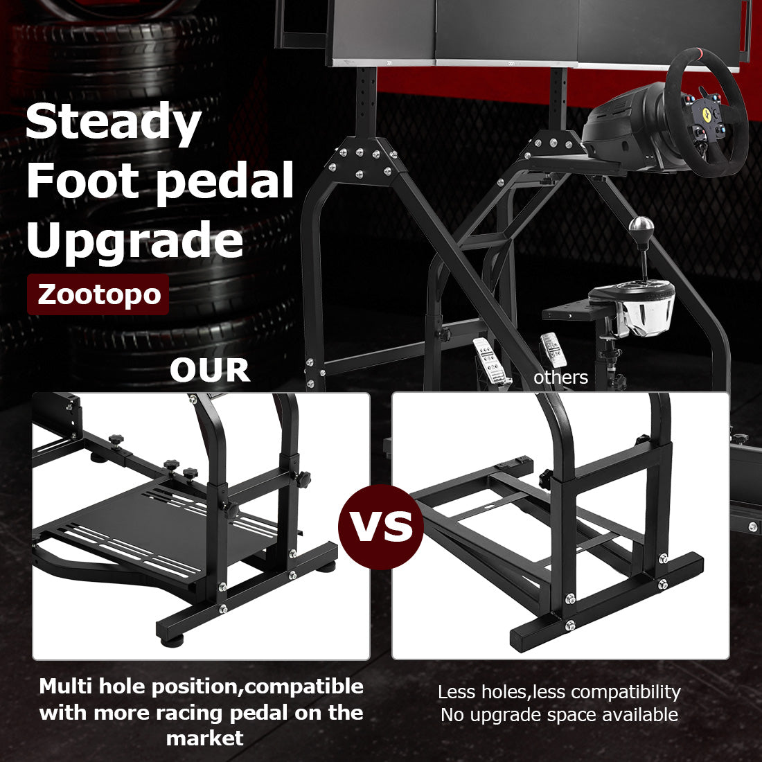 Zootopo Adjustable Racing Sim Cockpit with Triple Monitor Stand Unobstructed Design for Both Legs Fit for Logitech/Thrustmaster G29 G923 G25 T80 T150 Racing Wheel Cockpit Not Include Steering Wheel,Pedals,Handbrake