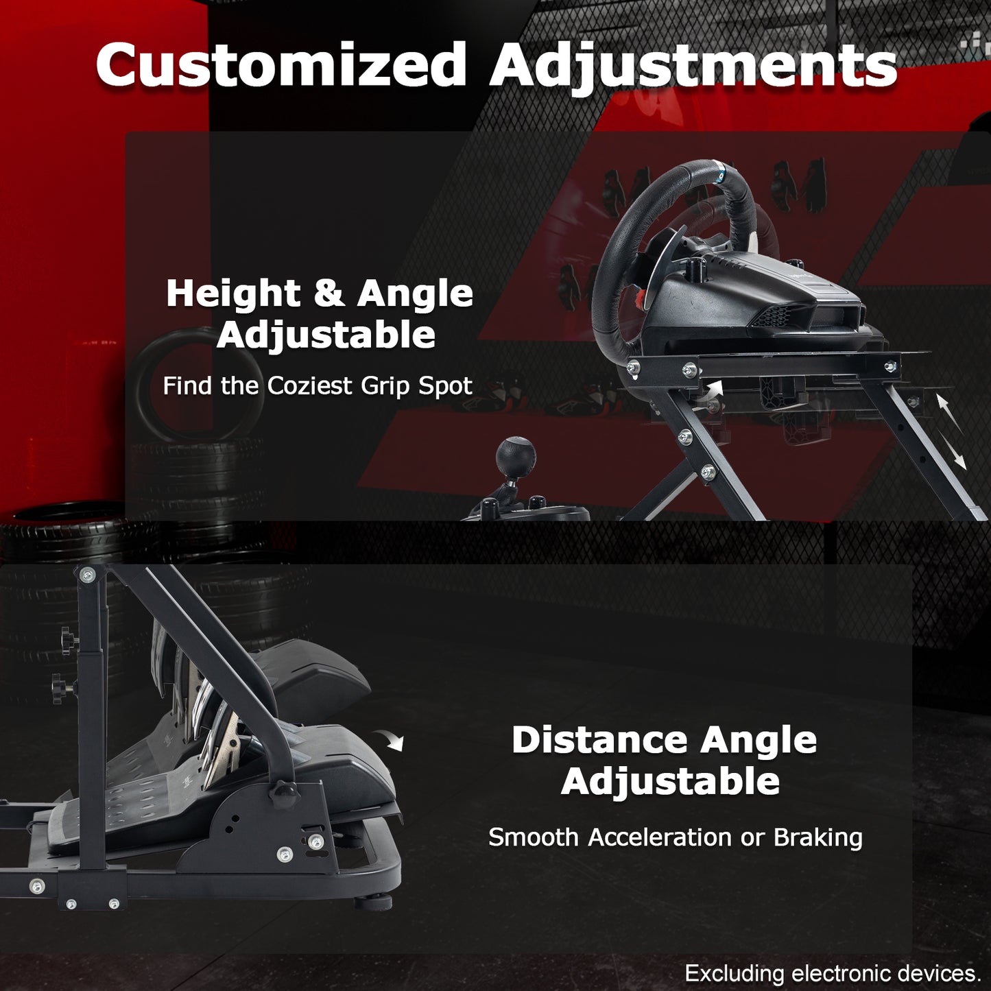 Zootopo G923 Racing Steering Wheel Stand with Reinforcement Bar Fit for Logitech Thrustmaster G27,G29,G920 T300RS,T80,T150 Driving Simulator Stand, Not Include Steering Wheel,Pedals,Handbrake