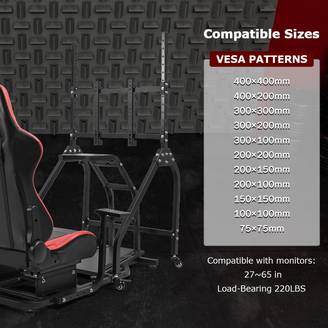 Zootopo Adjustable Racing Sim Cockpit with Red Seat Unobstructed Design for Both Legs Fit for Logitech/Thrustmaster G29 G923 G25 T80 T150 Racing Wheel Cockpit with Monitor Stand Not Include Steering Wheel,Pedals,Handbrake