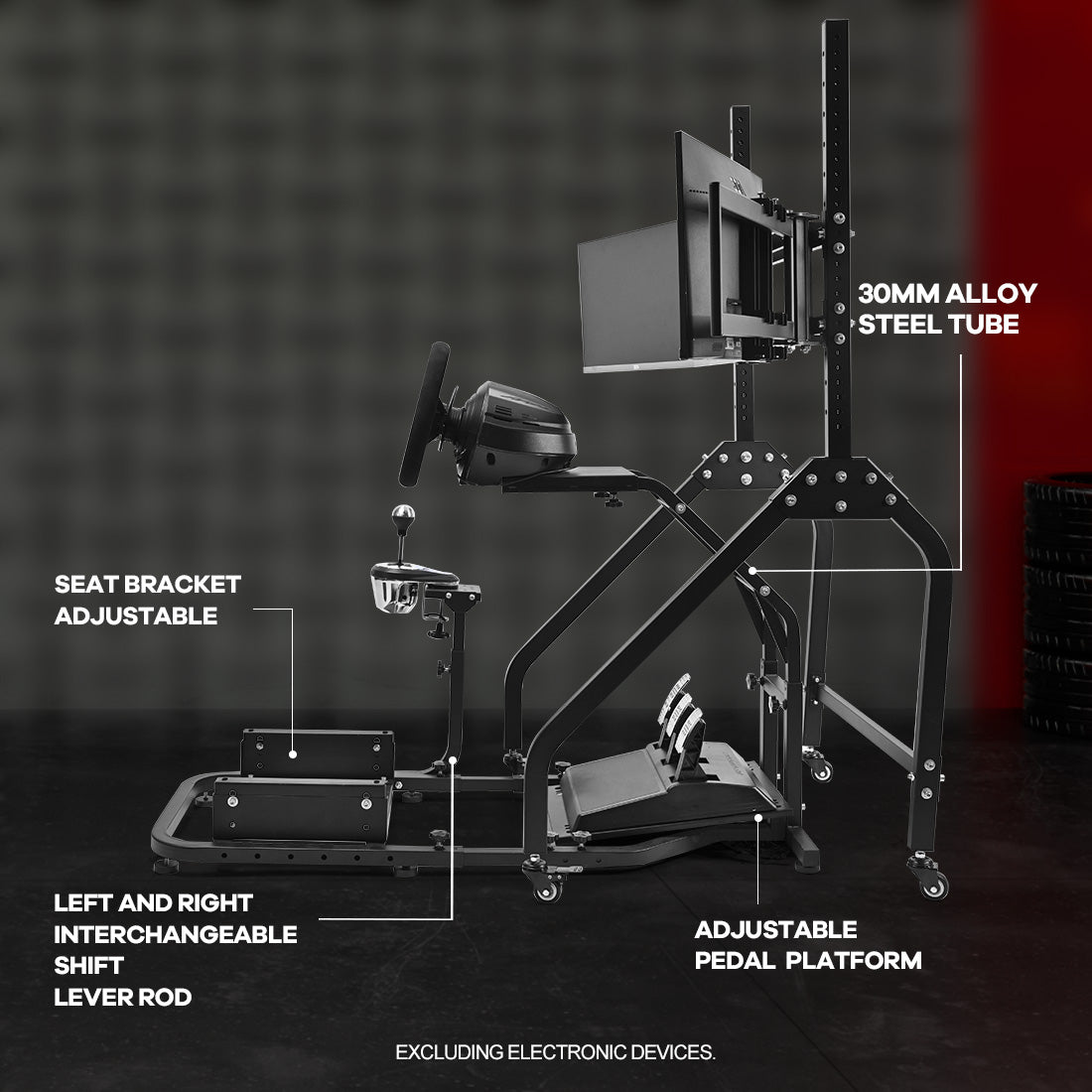 Zootopo Adjustable Racing Sim Cockpit with Triple Monitor Stand Unobstructed Design for Both Legs Fit for Logitech/Thrustmaster G29 G923 G25 T80 T150 Racing Wheel Cockpit Not Include Steering Wheel,Pedals,Handbrake