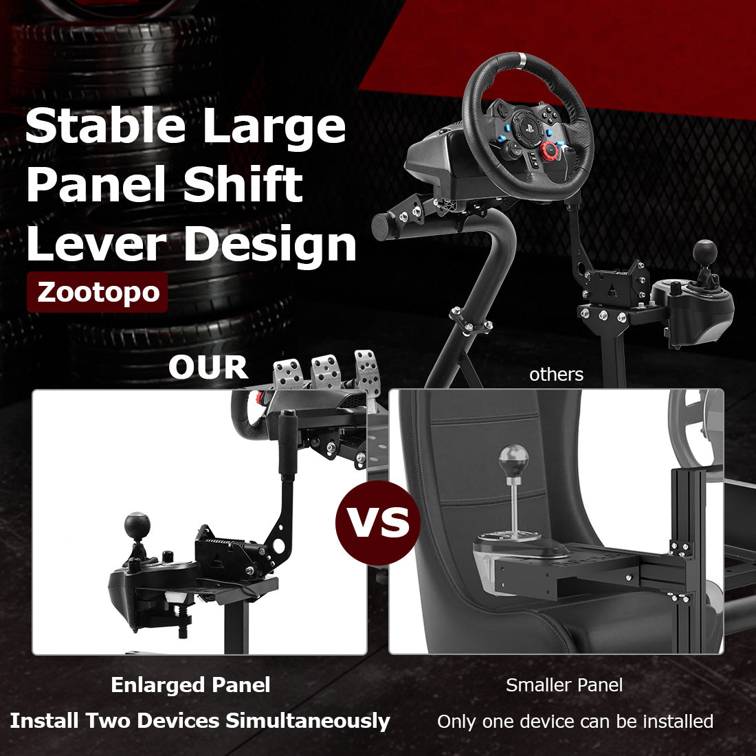 Zootopo Racing Sim Cockpit Wheel Stand fits for Logitech/Thrustmaster g25,g27,g923,t3pa,T248x,T80,T300RS TX, 50mm Round Tube Freedom Upgrade Steering Wheel Pedal Seat Not Included
