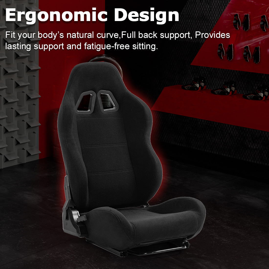 Zootopo Adjustable Sim Racing Cockpit with Black Seat, Fit for Logitech/Thrustmaster/Fanatec G920 G923 G29 Frame, Double Arm Reinforcement, No Steering Wheel, Pedal, Handbrake
