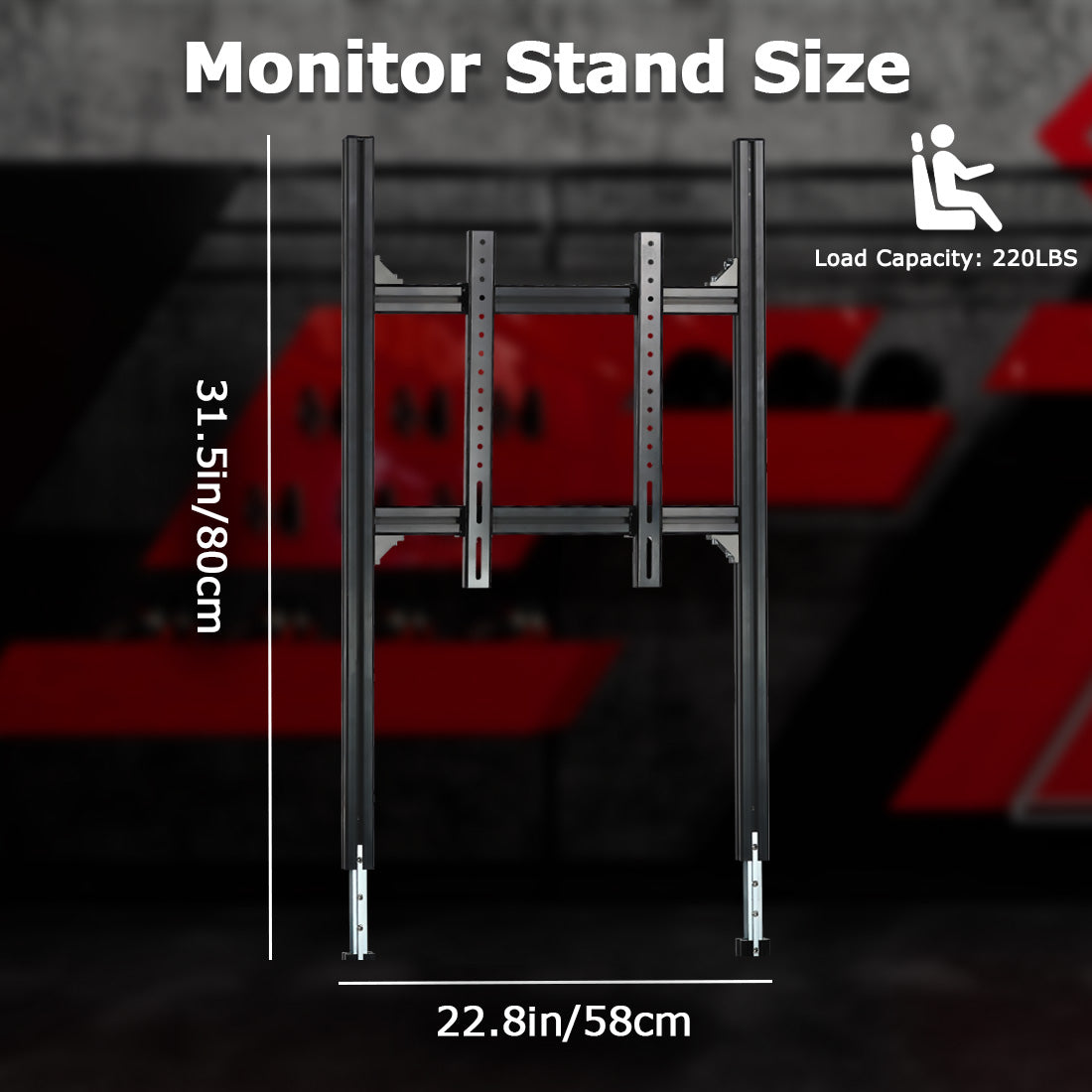 Zootopo 4040 Aluminum Profile Monitor Stand for Racing Simulator Cockpit Compatible with 27-65 Inch Display TV Mount,Adjustable Height,No Steering Wheel,Shift Lever,Pedals,TV,Seat and Cockpit