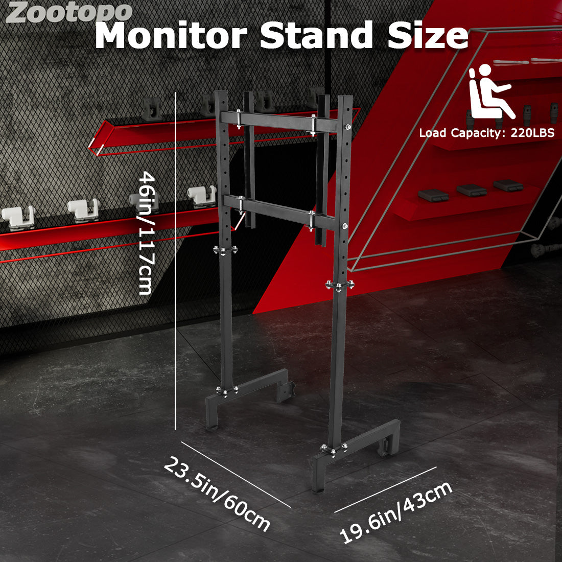 Zootopo Racing Sim Monitor Mount for Racing Simulator Cockpit Support Monitor from 24 to 60 inch,Stable Height Position,Adjustable Driving Display Stand for TV and PC Monitor,NO Steering Wheel,Shift Lever,Pedals,TV,Seat and Cockpit