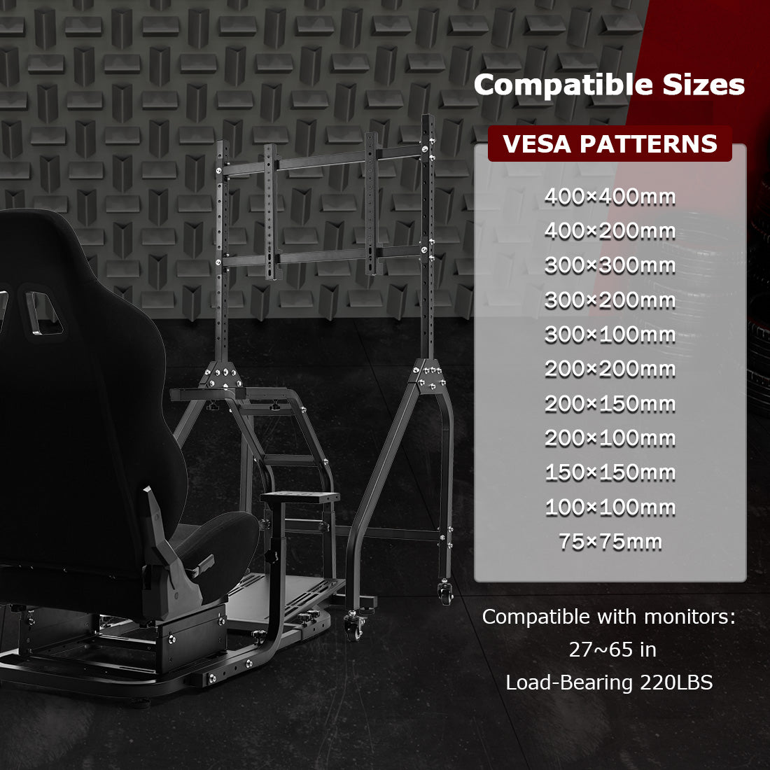 Zootopo Adjustable Racing Sim Cockpit with Black Seat Unobstructed Design for Both Legs Fit for Logitech/Thrustmaster G29 G923 G25 T80 T150 Racing Wheel Cockpit with Monitor Stand Not Include Steering Wheel,Pedals,Handbrake