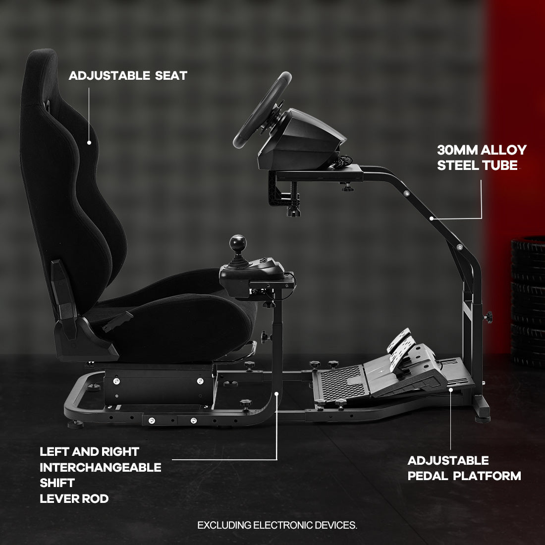 Zootopo Adjustable Racing Sim Cockpit with Red Seat Unobstructed Design for Both Legs Fit for Logitech/Thrustmaster G29 G923 G25 T80 T150 Racing Wheel Cockpit Not Include Steering Wheel,Pedals,Handbrake