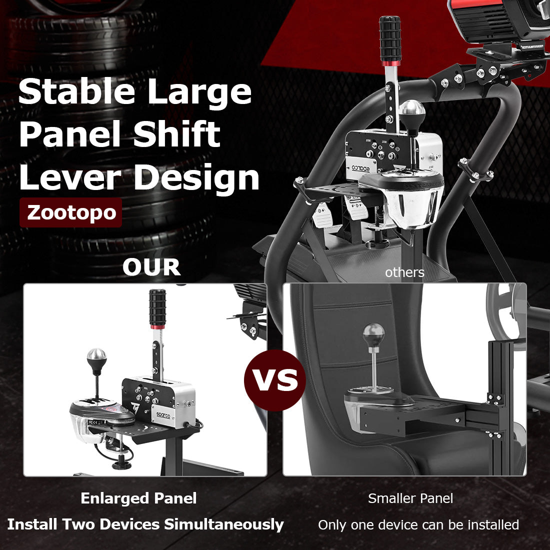 Zootopo Professional Racing Simulator Cockpit Frame Large Round Tube, Fit for Logitech G920/Thrustmaster/Moza, Streamlined Dual-arm Design, No Wheel, Pedals, Handbrake, Seat and Monitor Stand