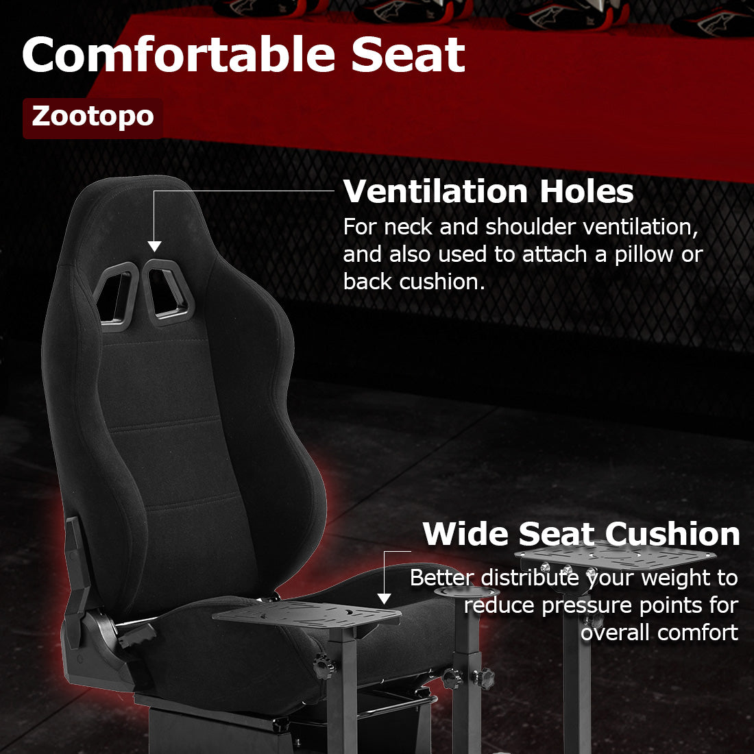 Zootopo Flight Simulator Cockpit with Black Seat Fit for Logitech X52 PRO,X56, Thrustmaster T16000M,HotasWarthing Flight Stick,Unlimited Adjustment,Not Include Steering Wheel,Pedals,Handbrake and Joystick