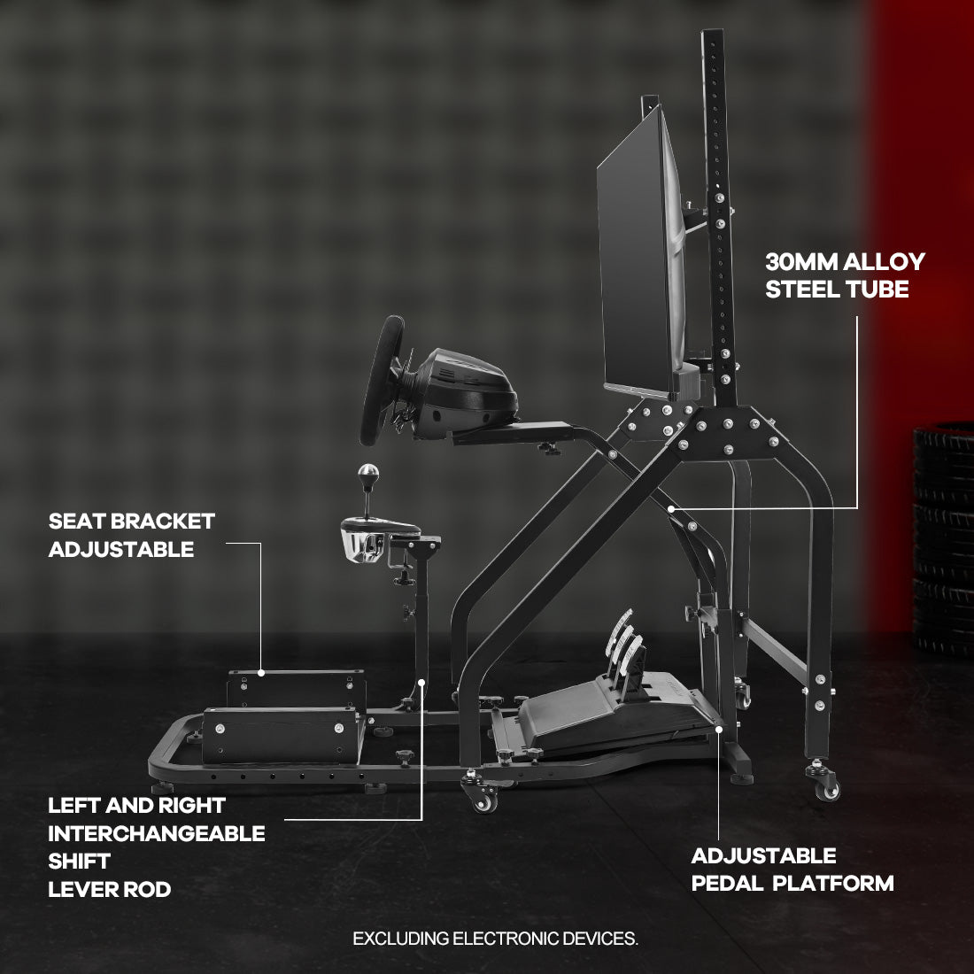 Zootopo Adjustable Racing Sim Cockpit with Monitor Stand Unobstructed Design for Both Legs Fit for Logitech/Thrustmaster G29 G923 G25 T80 T150 Racing Wheel Cockpit Not Include Steering Wheel,Pedals,Handbrake