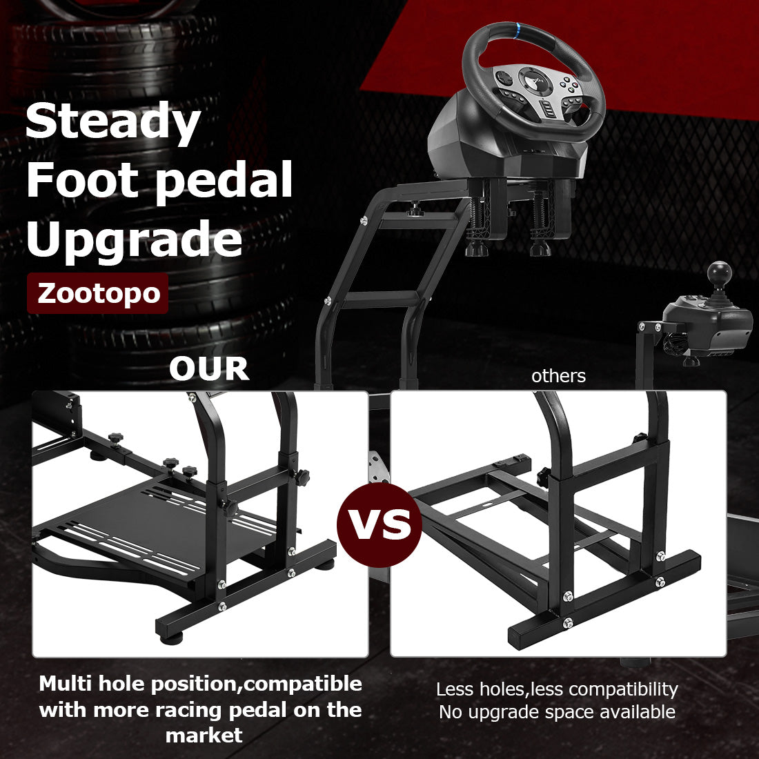 Zootopo Adjustable Racing Sim Cockpit Unobstructed Design for Both Legs Fit for Logitech/Thrustmaster G29 G923 G25 T80 T150 Racing Wheel Cockpit Not Include Steering Wheel,Pedals,Handbrake