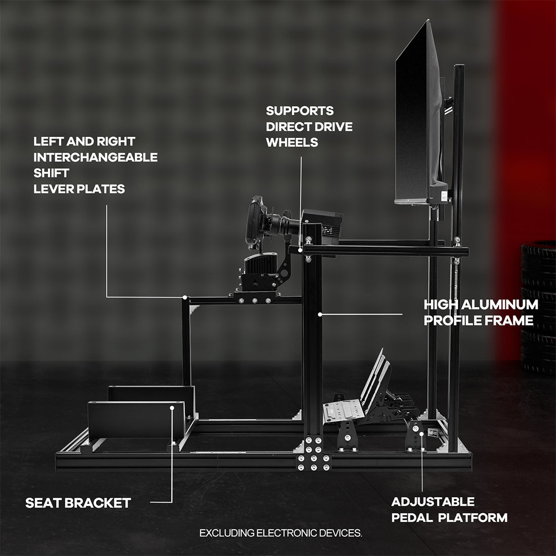 Zootopo Racing Simulator Cockpit with Monitor Mount, crafted from 3060 Aluminum Profile, Fit for Thrustmaster/Fanatec/Logitech G29 GPro, Unlimited Adjustment,Not Include Steering Wheel,Pedals,Handbrake