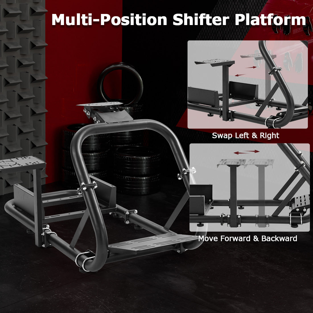 Zootopo Professional Racing Simulator Cockpit Frame Large Round Tube, Fit for Logitech G920/Thrustmaster/Moza, Streamlined Dual-arm Design, No Wheel, Pedals, Handbrake, Seat and Monitor Stand