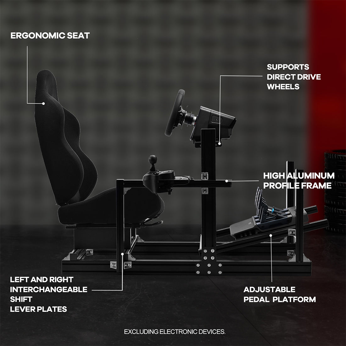 Zootopo 8040 Aluminum Profile Racing Sim Cockpit with Black Seat Fit Logitech G923 G920, Adjuatable Driving Simulator Cockpit Not Include Steering Wheel,Pedals,Handbrake