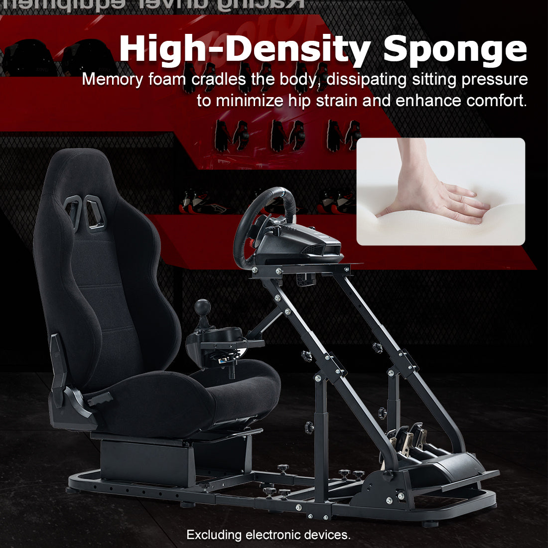 Zootopo Racing Simulator Cockpit with Black Seat Fit for Logitech G923/G29/G920, Thrustmaster, Fanatec,  Unlimited Adjustment,Not Included Shifter,Wheel,Pedals