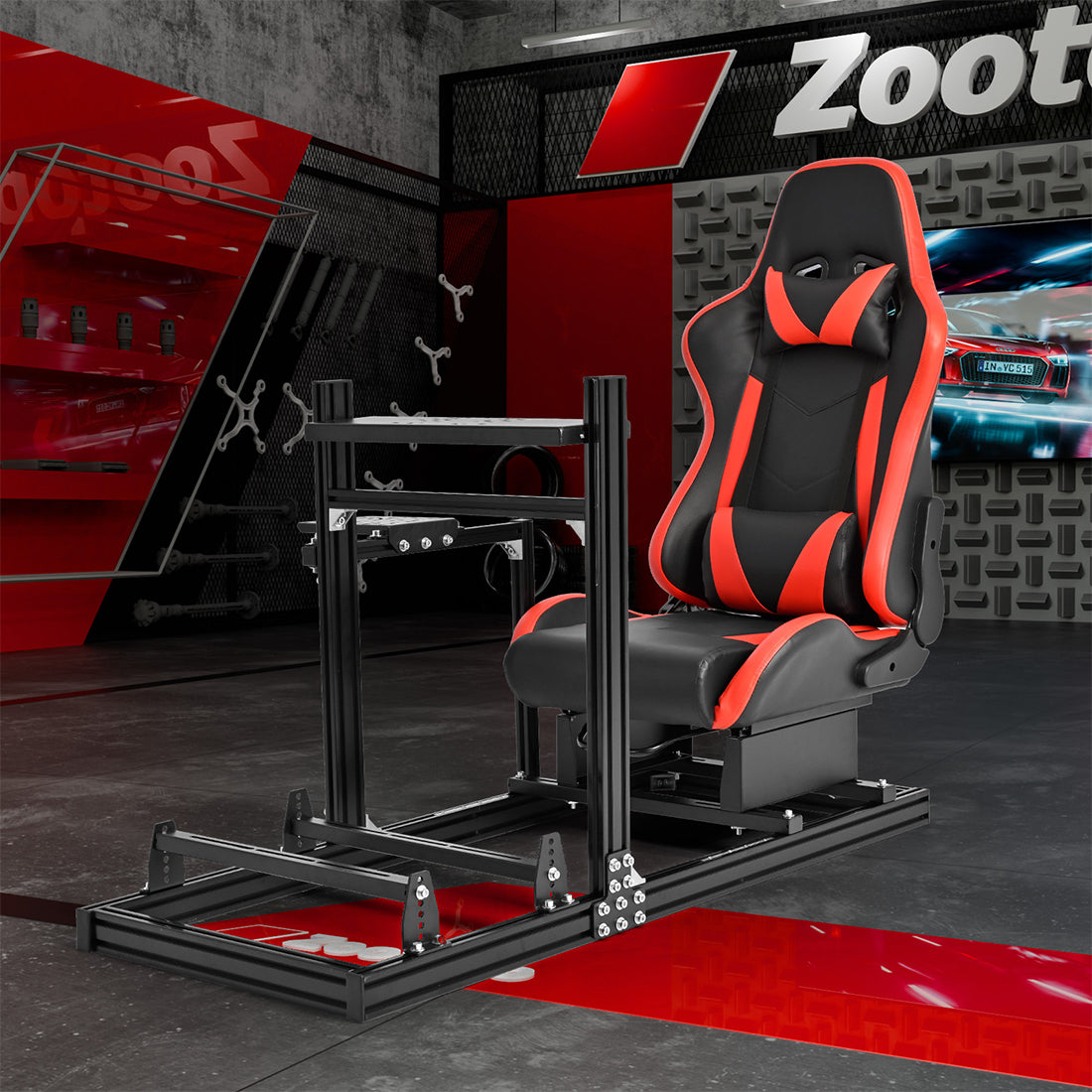 Zootopo Aluminum Profile 3060 Racing Simulator Cockpit with Seat,Fit for Thrustmaster/Fanatec/Logitech G29 ,  featuring infinite adjustability,  Not Include Steering Wheel,Pedals,Handbrake