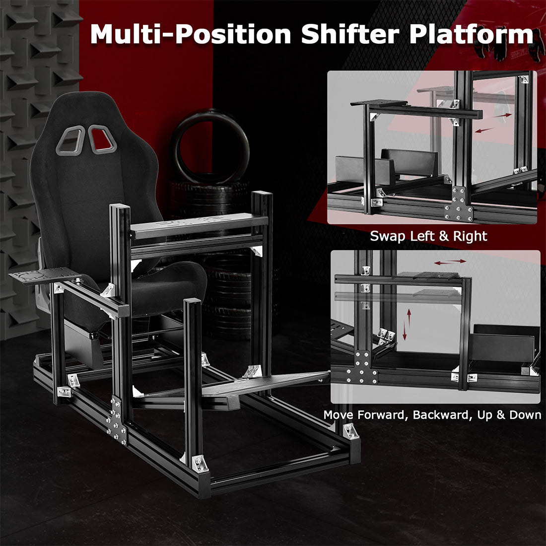 Zootopo 8040 Aluminum Profile Racing Sim Cockpit with Black Seat Fit Logitech G923 G920, Adjuatable Driving Simulator Cockpit Not Include Steering Wheel,Pedals,Handbrake