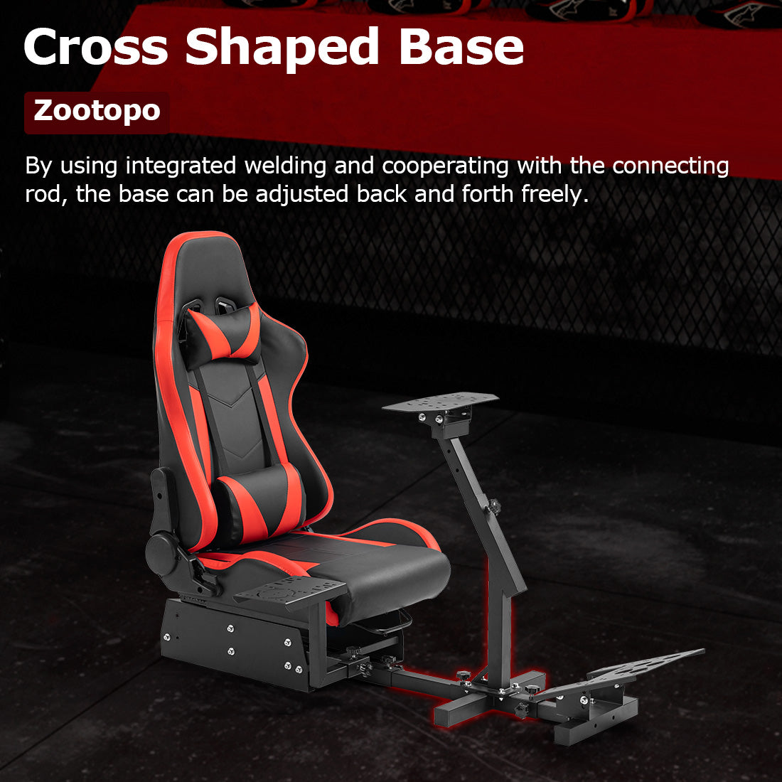Zootopo Racing Simulator Cockpit with Red Seat Multi-level Adjustment Fit for Logitech/Thrustmaster/Fanatec G29,G920,G923&T300RS&CSL-DD One-Piece Cockpit,Wheel,Handbrake and Pedals Not Included
