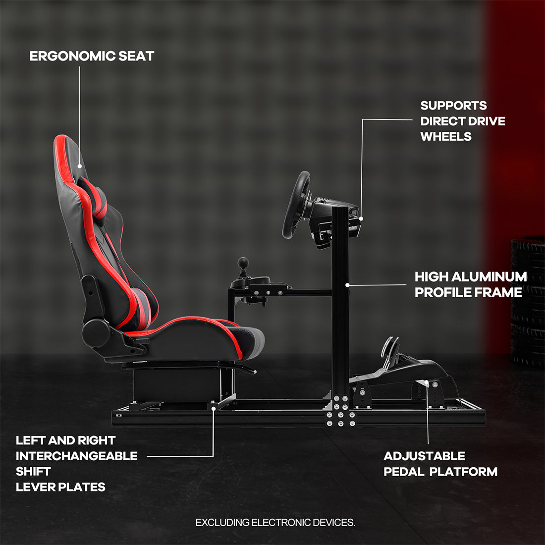 Zootopo Aluminum Profile 3060 Racing Simulator Cockpit with Seat,Fit for Thrustmaster/Fanatec/Logitech G29 ,  featuring infinite adjustability,  Not Include Steering Wheel,Pedals,Handbrake