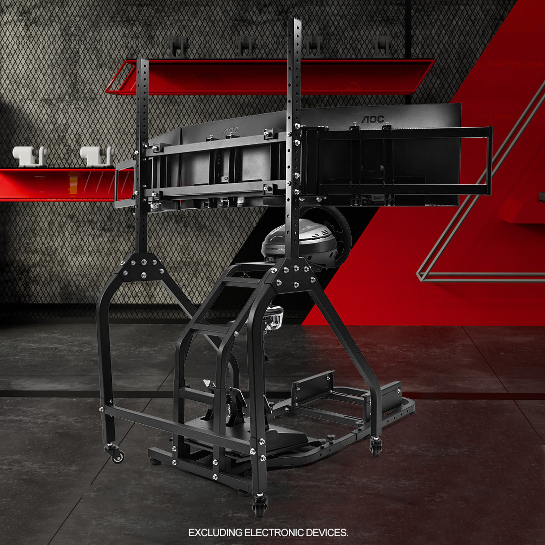 Zootopo Adjustable Racing Sim Cockpit with Triple Monitor Stand Unobstructed Design for Both Legs Fit for Logitech/Thrustmaster G29 G923 G25 T80 T150 Racing Wheel Cockpit Not Include Steering Wheel,Pedals,Handbrake